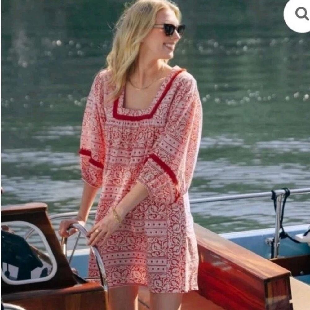 Tuckernuck Catalans Heat Wave Kaftan 100% Cotton Dress Size XS